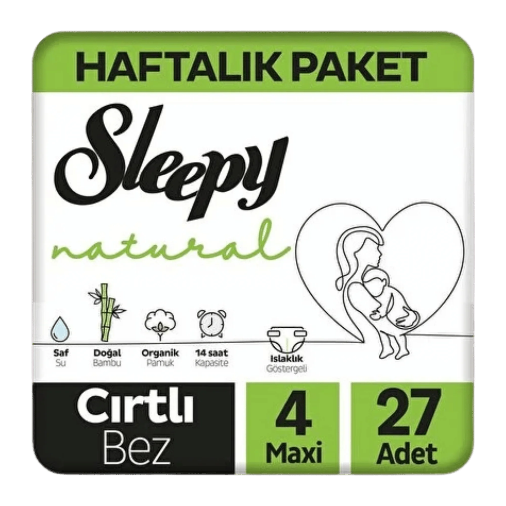Sleepy Natural Haftalık Paket Bebek Bezi 4 Numara Maxi 27 Adet