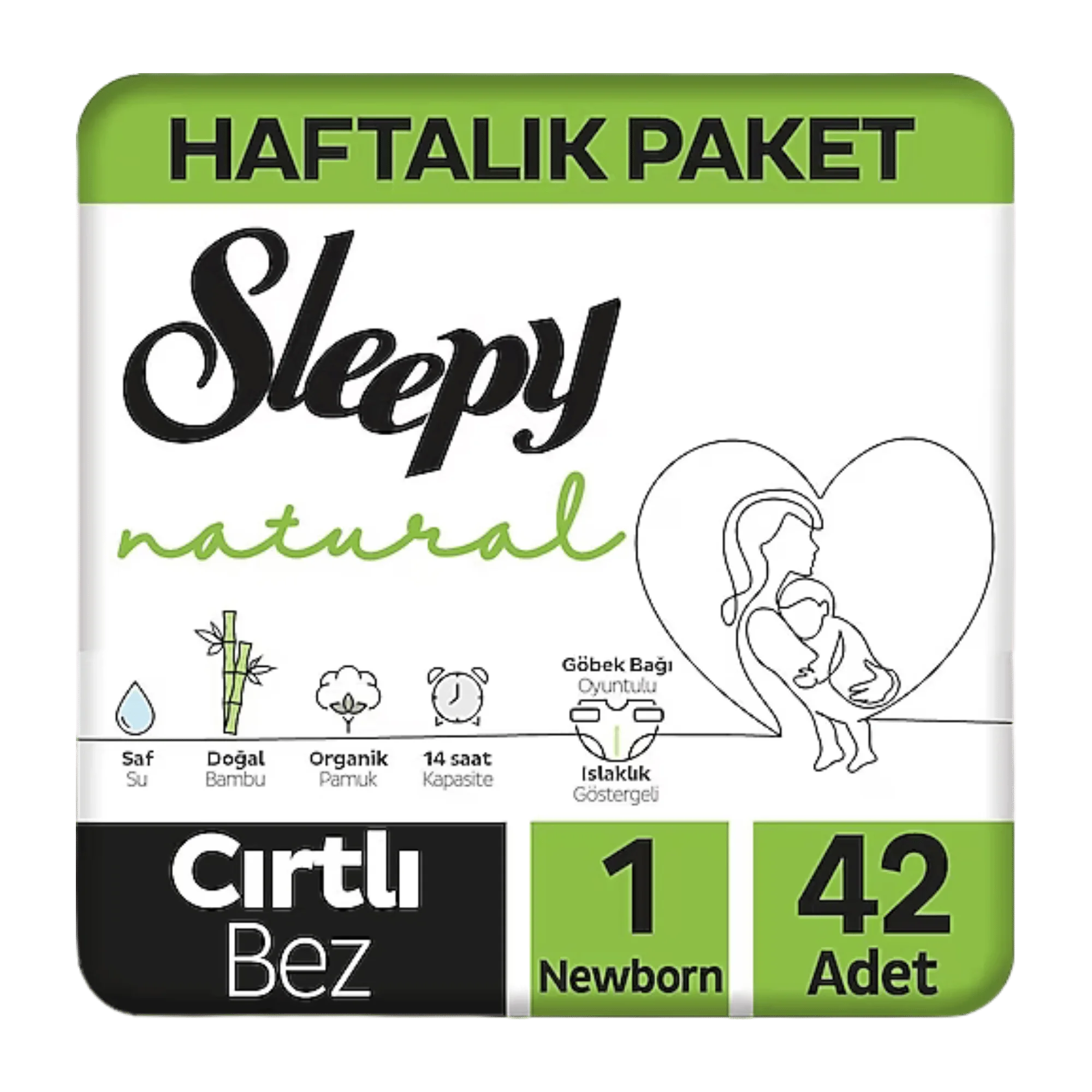 Sleepy Natural Haftalık Paket Bebek Bezi 1 Numara Yenidoğan 42 Adet