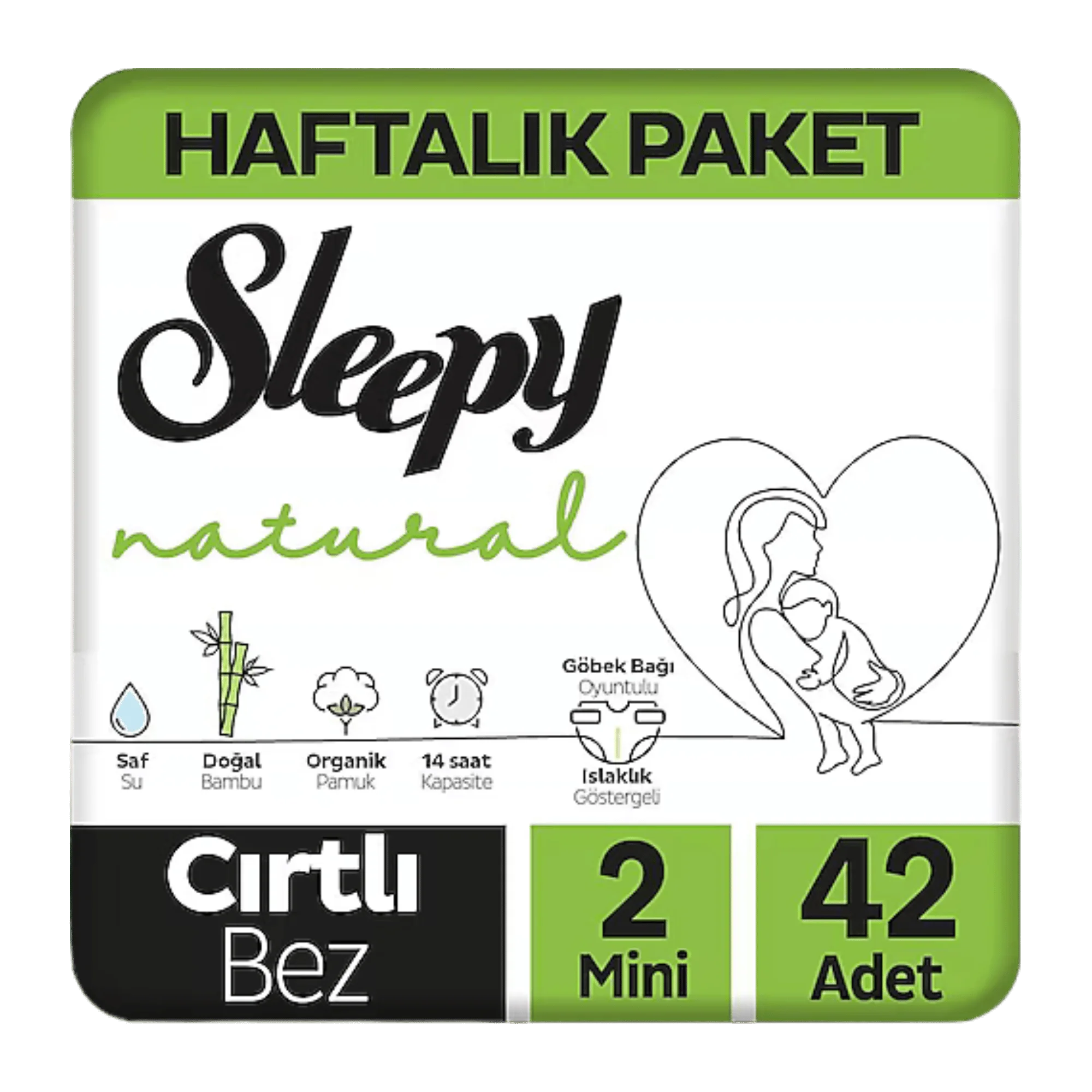 Sleepy Natural Haftalık Paket Bebek Bezi 2 Numara Mini 42 Adet