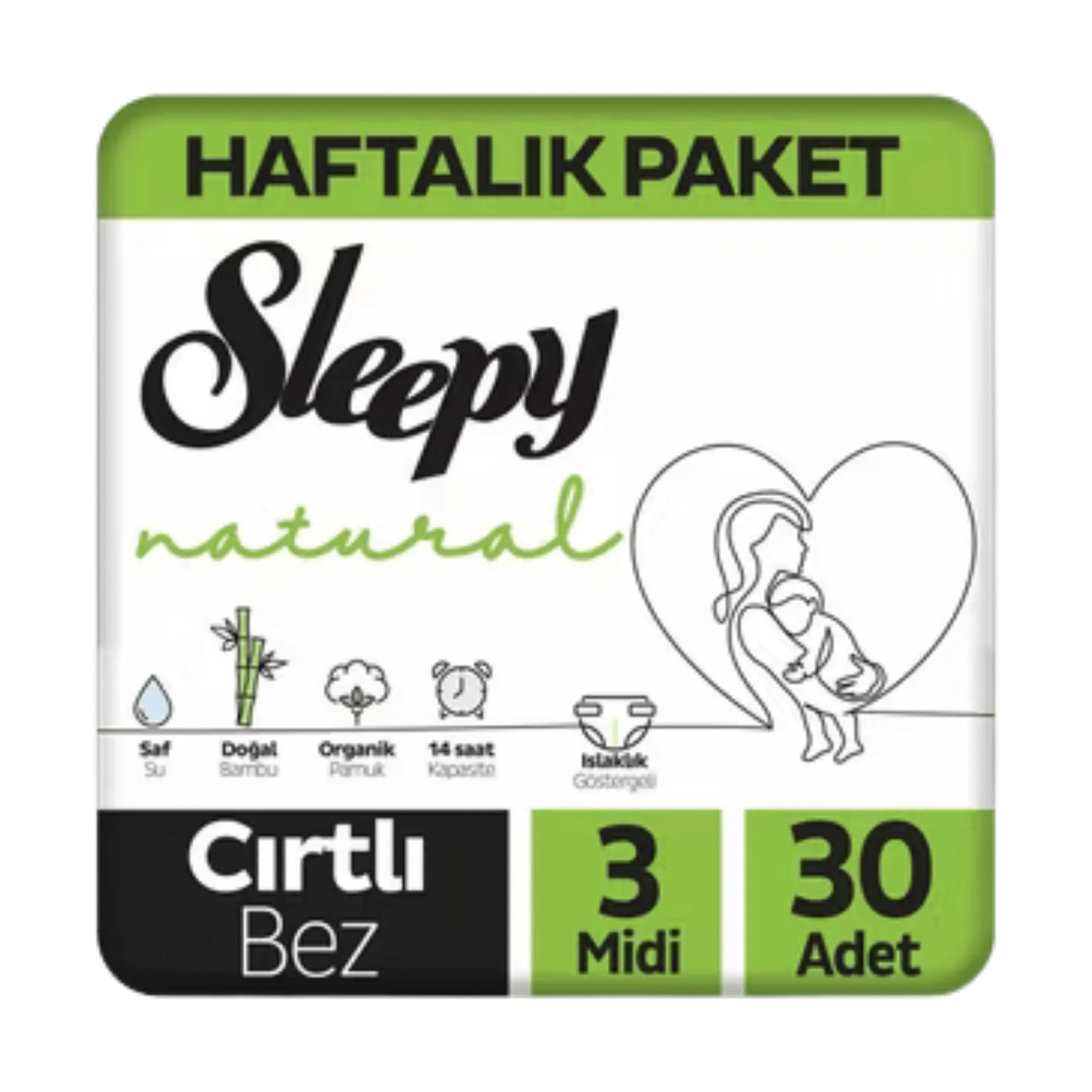 Sleepy Natural 3 Beden Bebek Bezi 4-9 kg 30 Adet