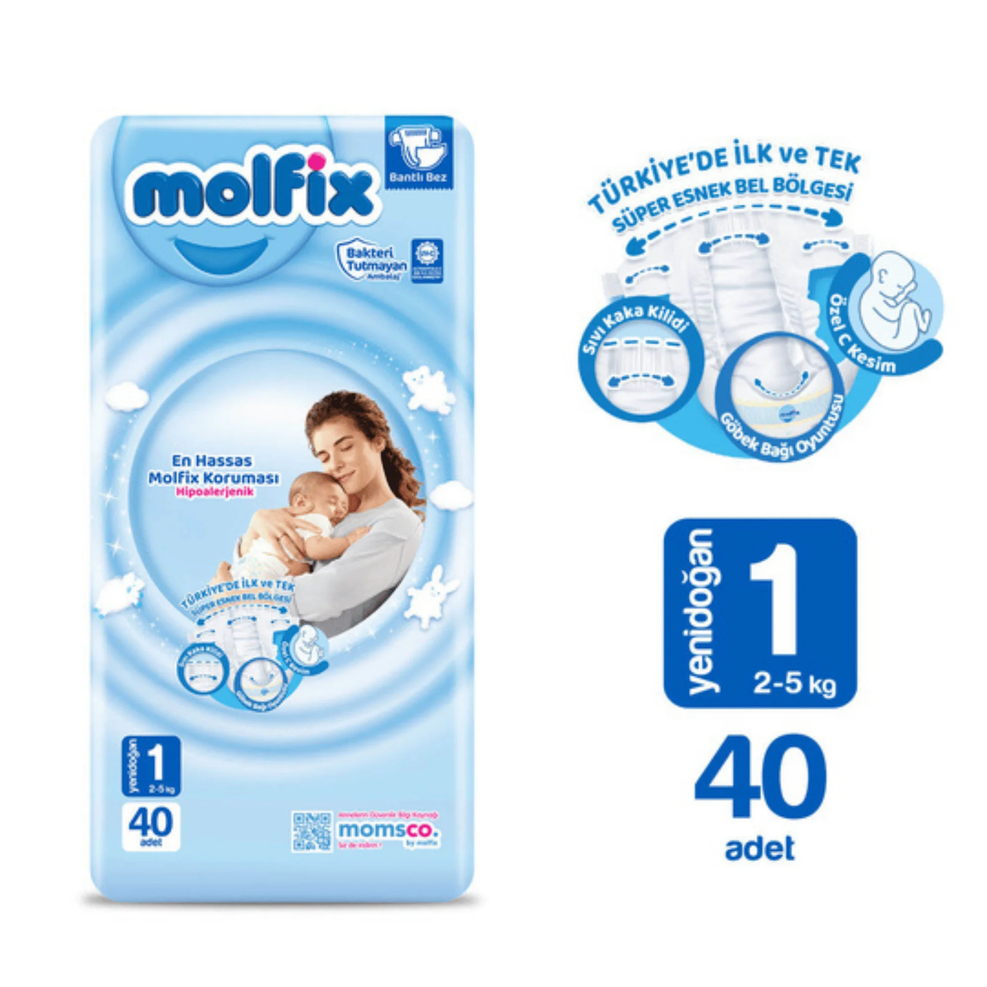 Molfix Yenidoğan 2-5 kg Bebek Bezi 40lı 1 No