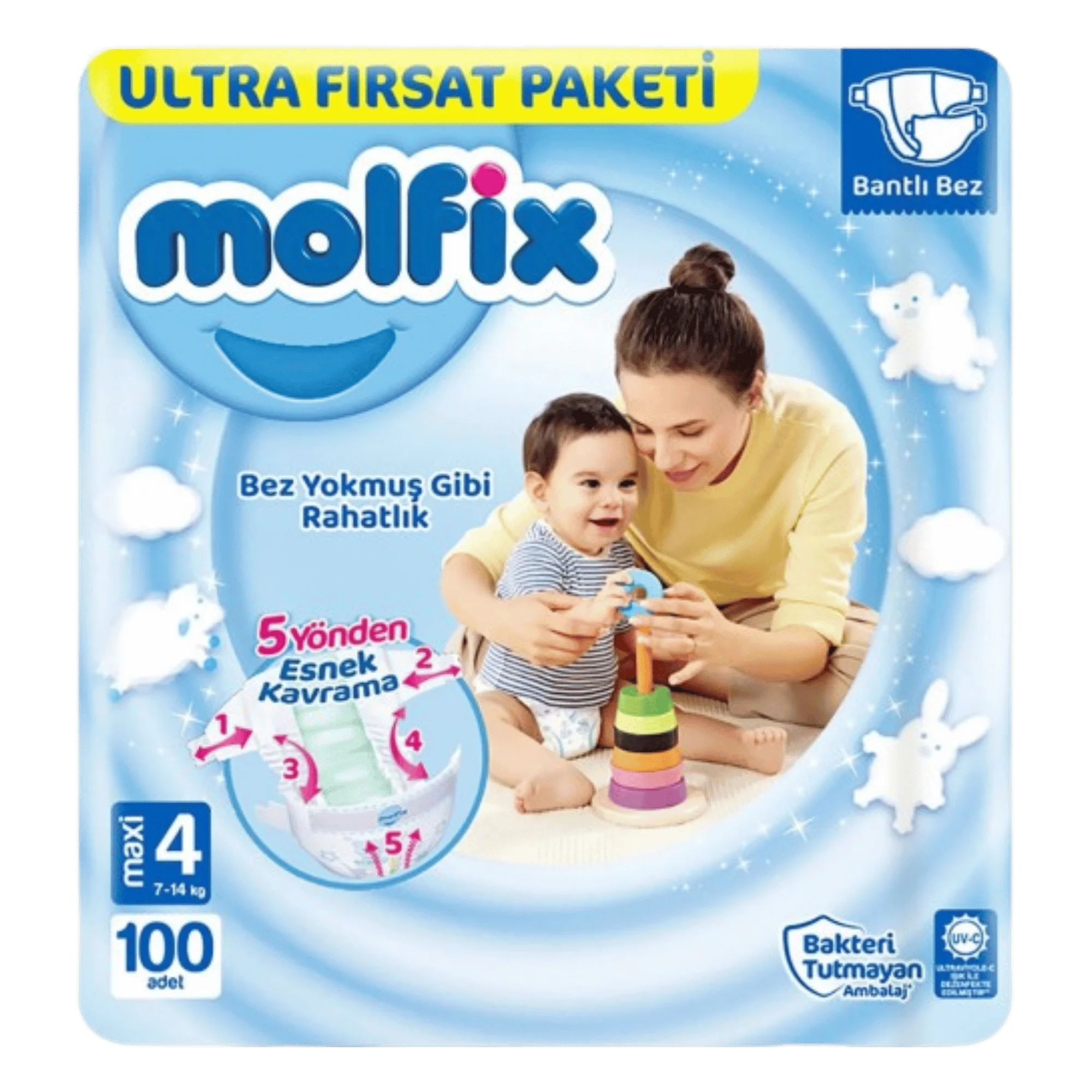 Molfix Bebek Bezi 4 Beden Maxi Ultra Fırsat Paketi 7- 14 kg 100