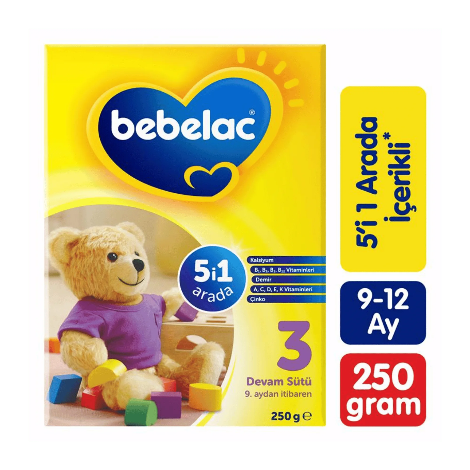 Bebelac 5i1 arada 3 devam sütü 250 gr