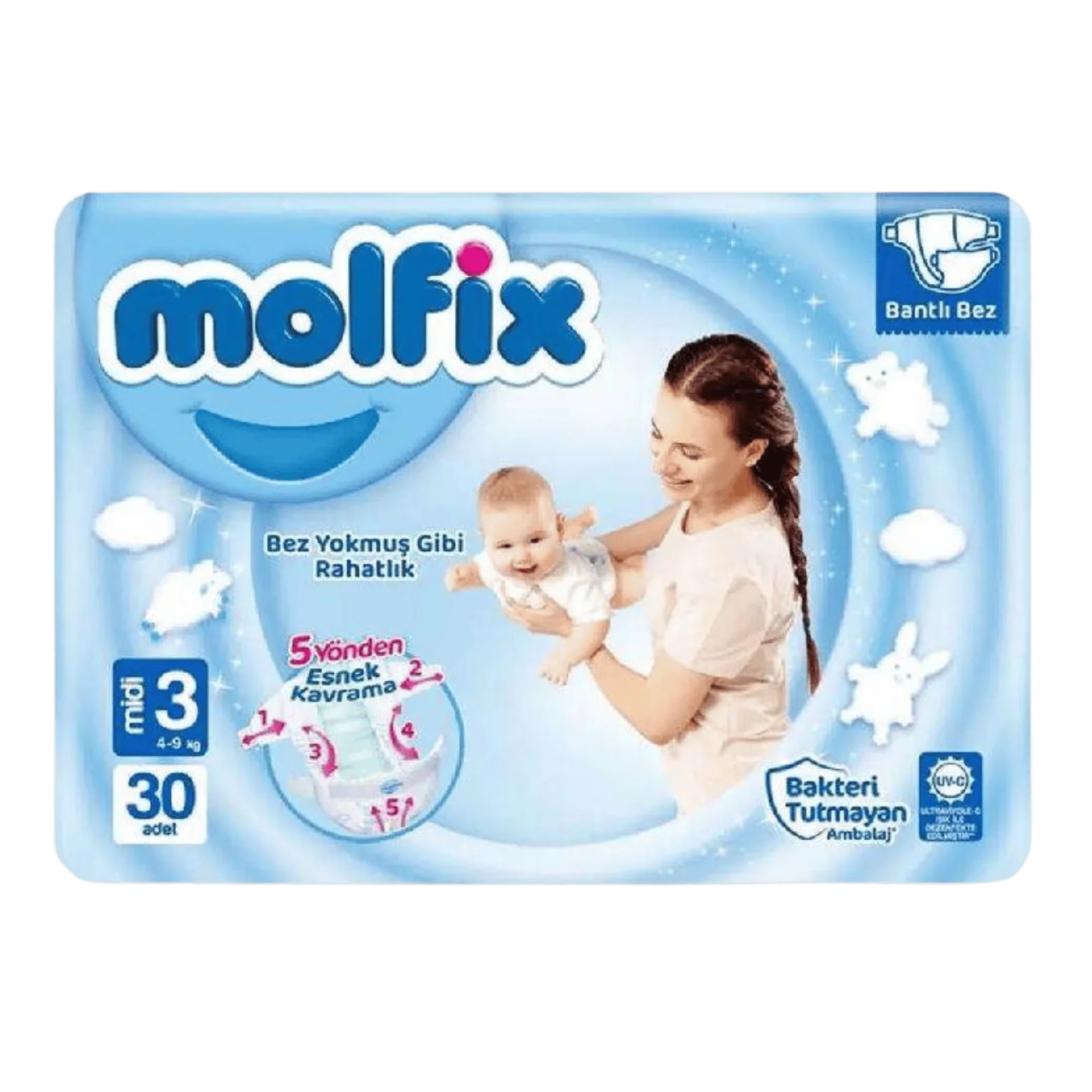 Molfix Çocuk Bezi 3D No:3 Midi 30lu Paket 4-9 Kg