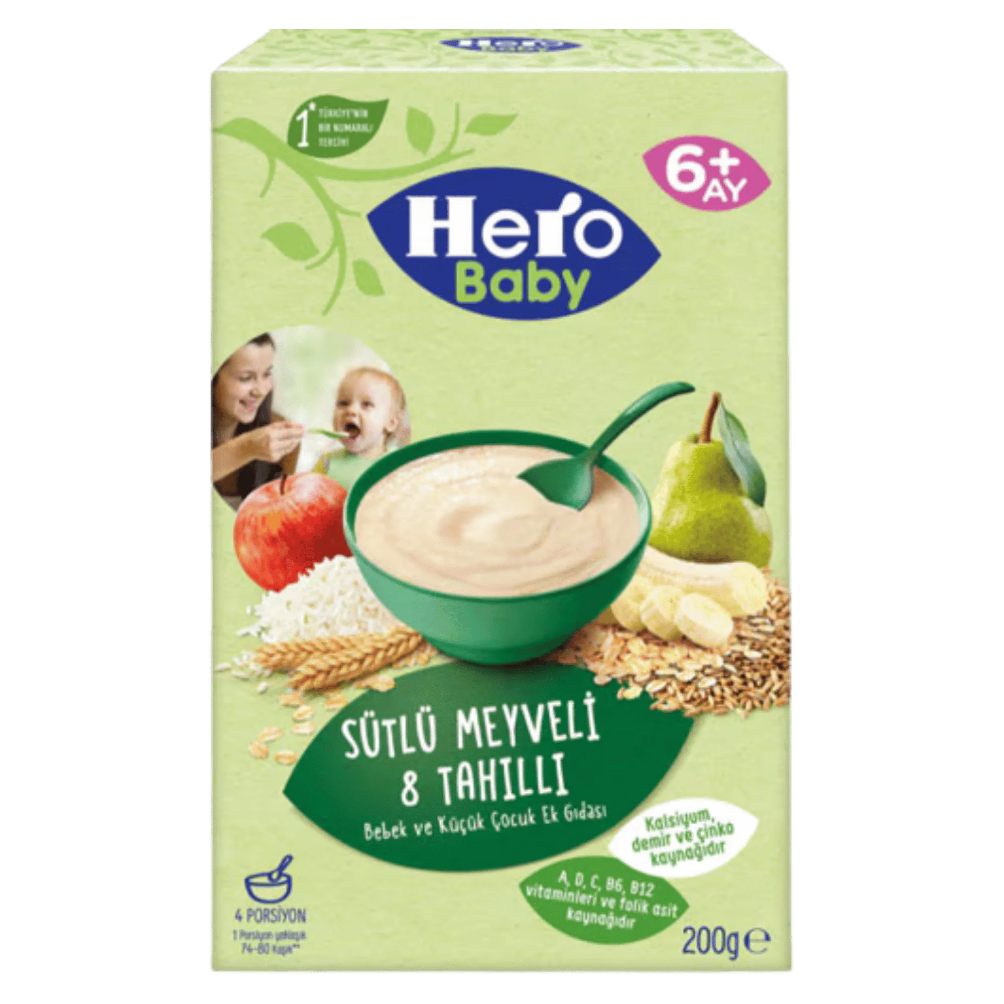 Hero  Baby Sütlü Meyveli 8 Tahıllı Kaşık Maması 200 gr
